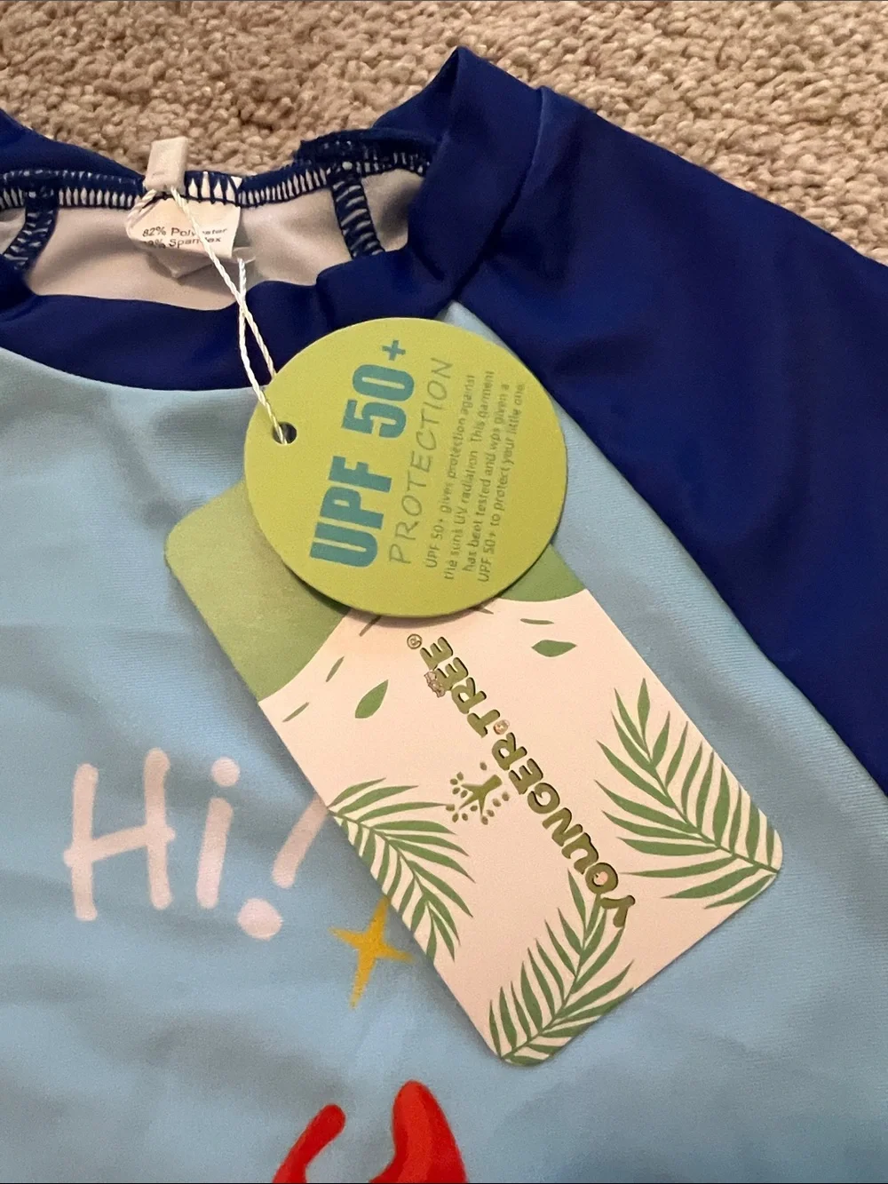 Boys Crab Rash Guard Swim Set - Light Blue & Navy